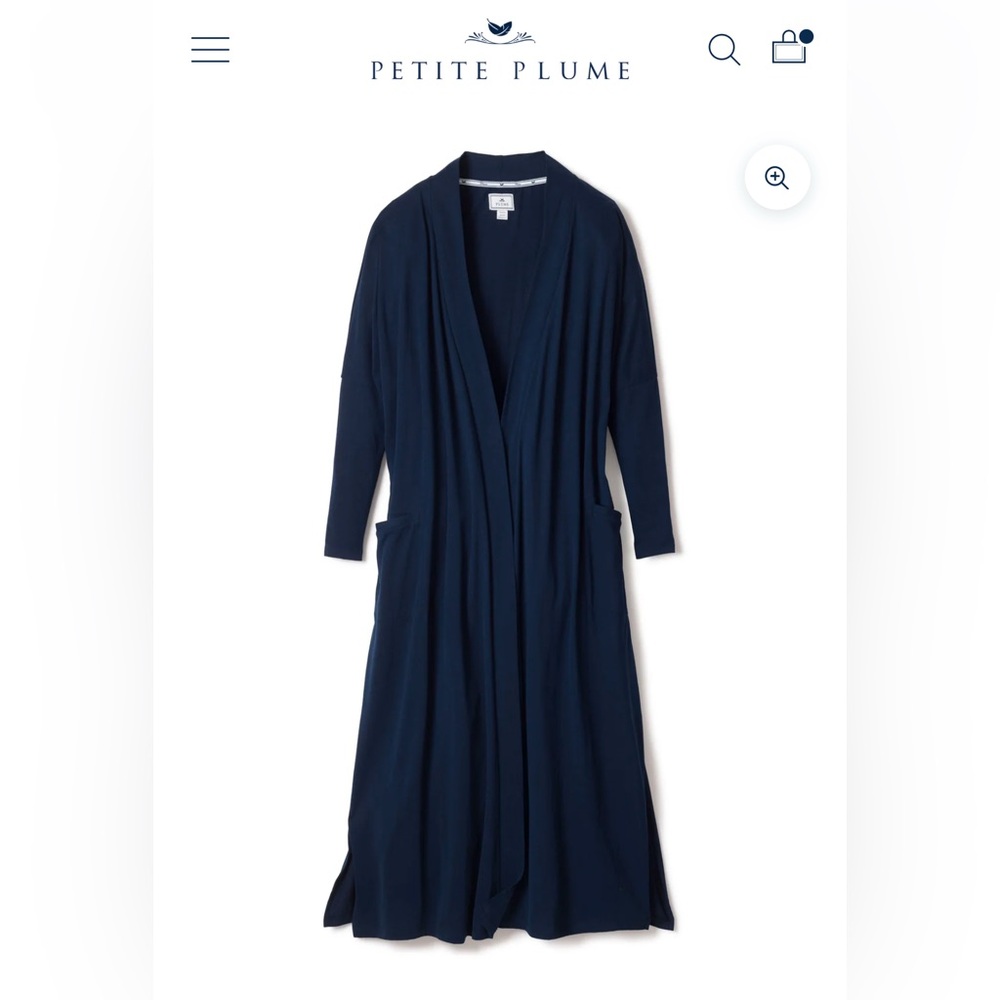 NWT Petite Plume Pima Navy Blue Duster Size Small